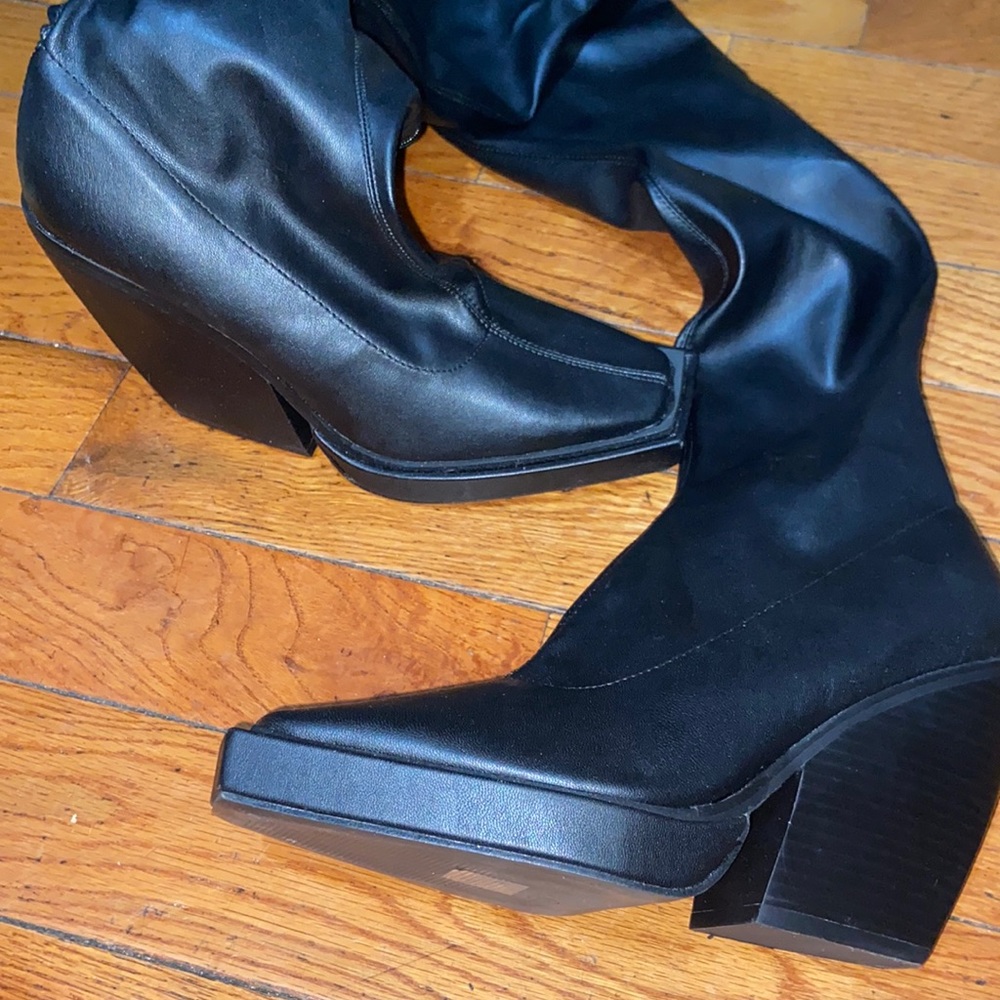Knee high public desire black shoes